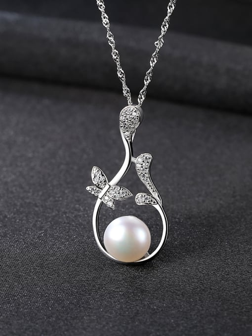CCUI Pure Silver Natural Freshwater Pearl water wave chain necklace 0