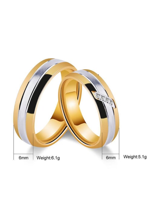 RANSSI 18K Gold Plated Zircon Smooth Lovers Rings 2