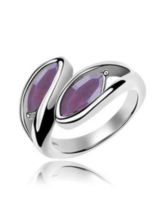 purple 2 Personalized Oval austrian Crystals Alloy Ring