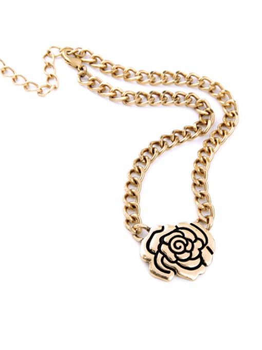 KM Gold Plated Flower-shape Pendant Women Necklace 2