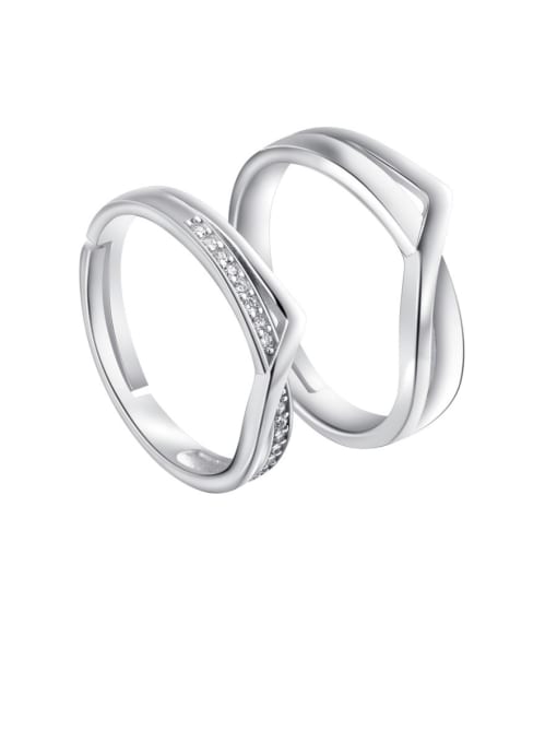 Dan 925 Sterling Silver With  Cubic Zirconia Simplistic  Fashion Lovers Free Size Rings