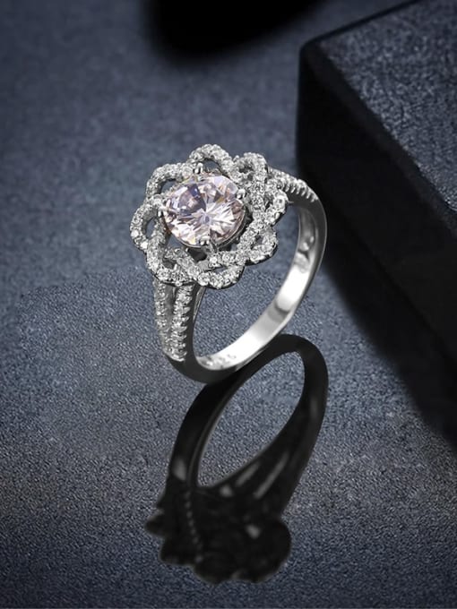 Silvery Charming Flower Shaped Women Ring