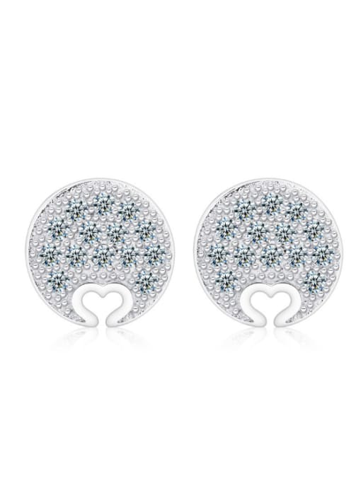 kwan Round Silver Classical Stud Earrings with Zircons 0