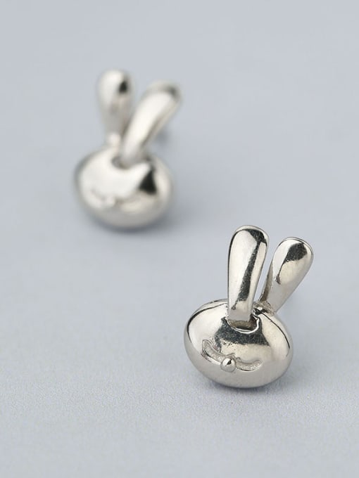One Silver Elegant Rabbit Shaped stud Earring 2