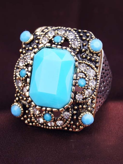 Gujin Retro style Resin stones Double Color Plated Alloy Ring 1