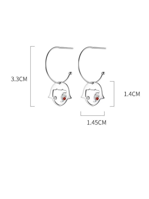 Rosh 925 Sterling Silver With Platinum Plated Simplistic  Human head Hook Earrings 2