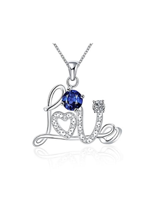 Blue Fashion LOVE Zircon Women Necklace