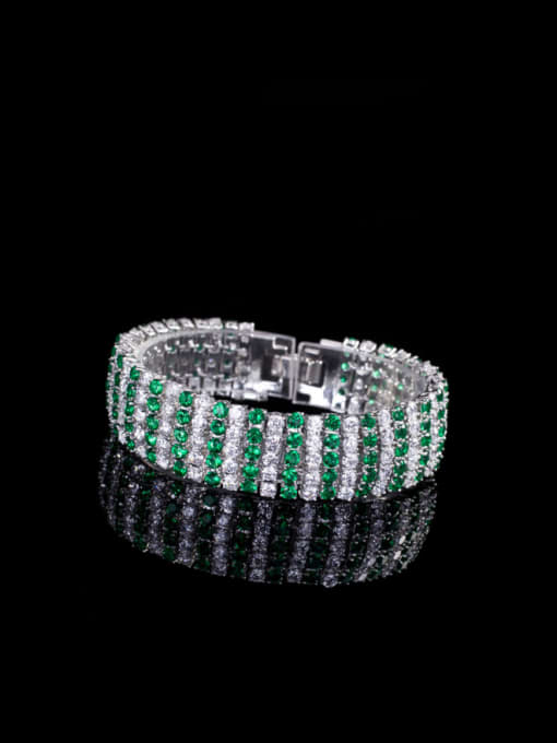 Green 18Cm Color Zircons Five Lines Exaggerate Bracelet