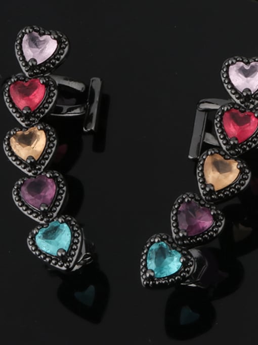 Black Copper With Glass stone Fashion Heart Stud Earrings
