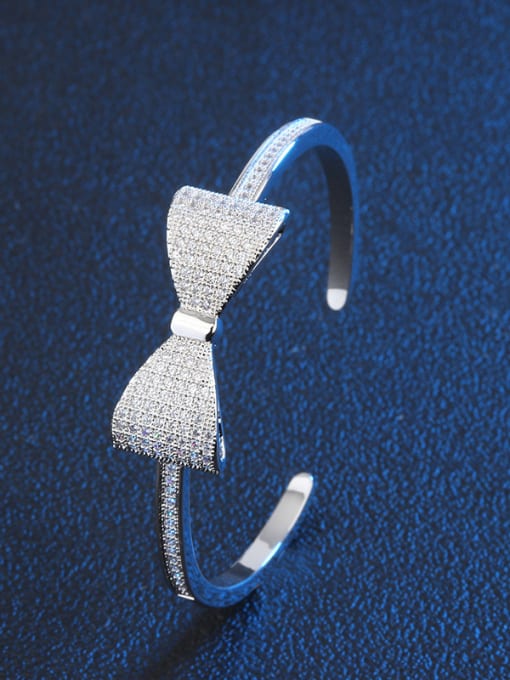 White Copper With Cubic Zirconia Romantic Bowknot Bangles