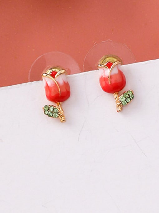 A Flowers Alloy With Rose Gold Plated Cute Flower Stud Earrings
