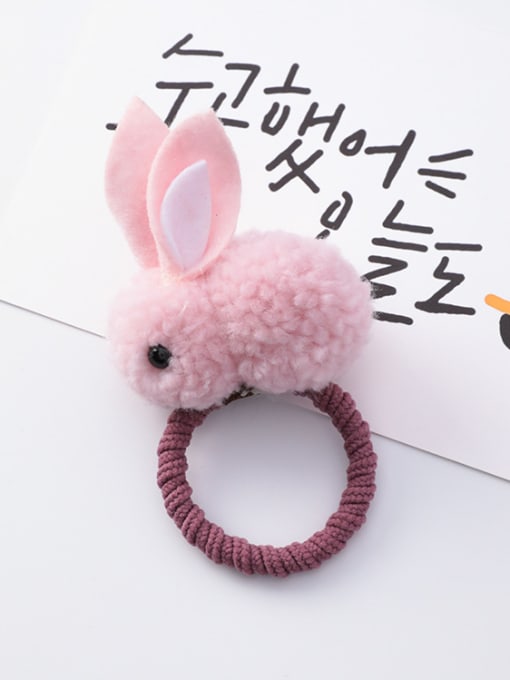 F pink (hairpin) Children's Plush ornaments With Cartoon Plush three-dimensional rabbit Hair Ropes