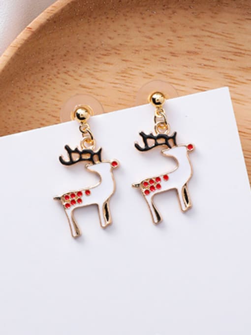 F elk Alloy With Rose Gold Plated Cute Santa Clausr Gift Candy Cane fashion earrings Drop Earrings