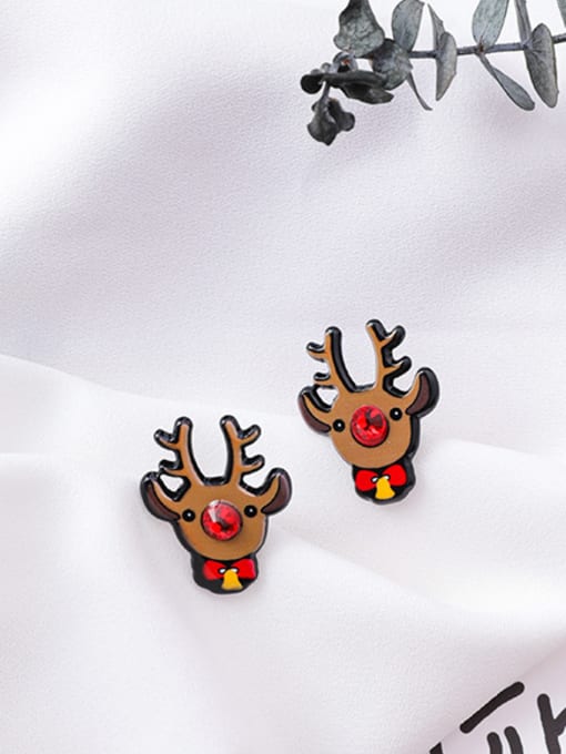 Girlhood Alloy With Gold Plated Trendy Santa Claus Snowman Stud Earrings 2