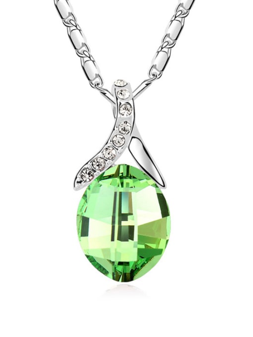 QIANZI Simple Oval austrian Crystal Platinum Plated Alloy Necklace 3