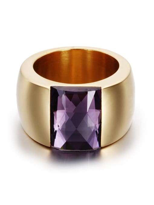 Lavender 7 yards Titanium With 18k Gold Plated Fashion Square Party Multistone Rings
