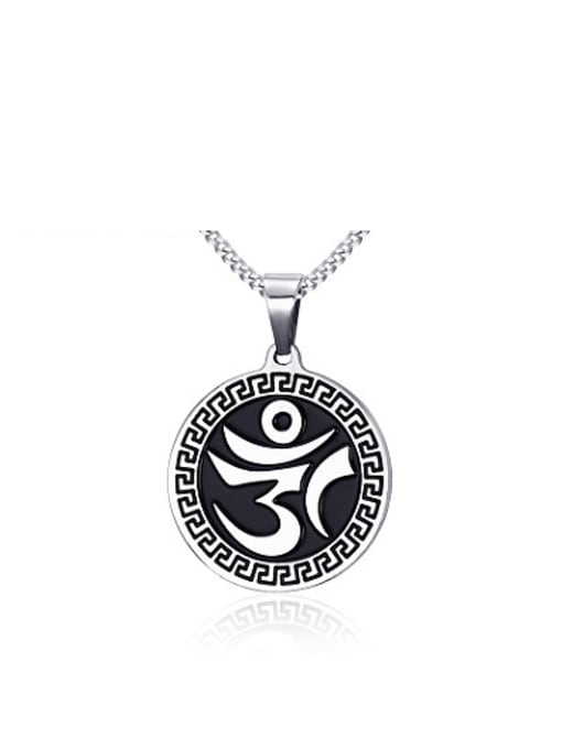 CONG Creative Round Shaped Scriptures Titanium Necklace 0