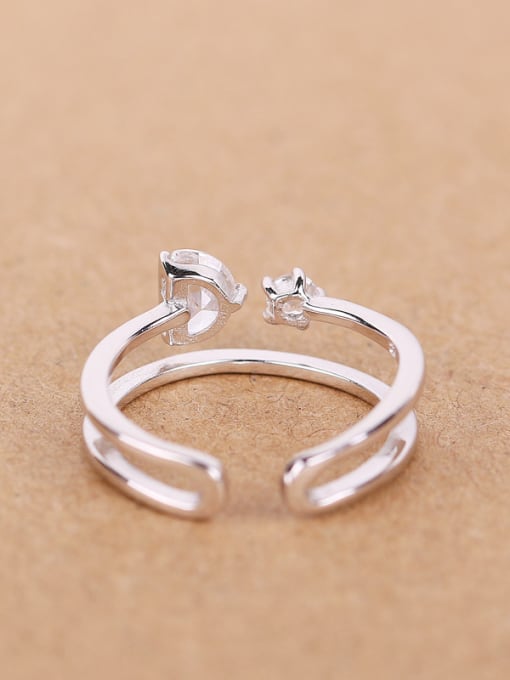 Peng Yuan Simple Zircon Two-band Opening Stacking Ring 2