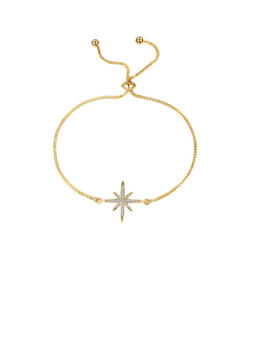 Gold Copper With Cubic Zirconia Simplistic  Eight-Pointed Star Adjustable  Bracelets
