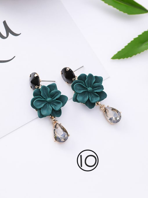 10#A2102 Alloy With White Gold Plated Fashion Flower Chandelier Earrings