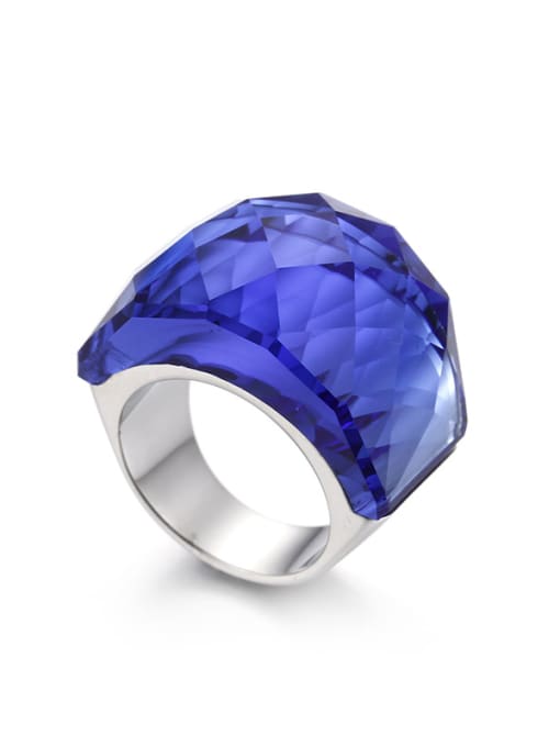 Steel blue Stainless Steel With White Gold Plated Fashion Party Multistone Rings