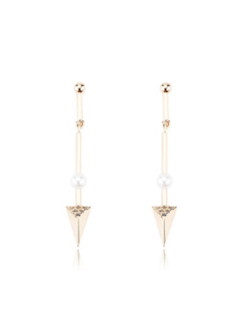 OUXI Fashion Artificial Pearl Zircon Triangle Drop Earrings