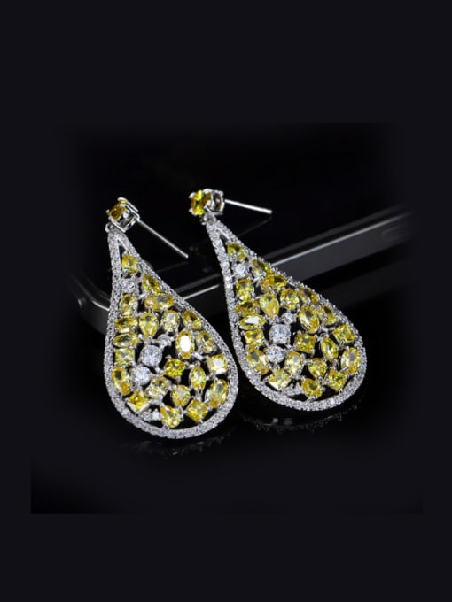 Yellow Colorful Wedding Zircons Chandelier earring