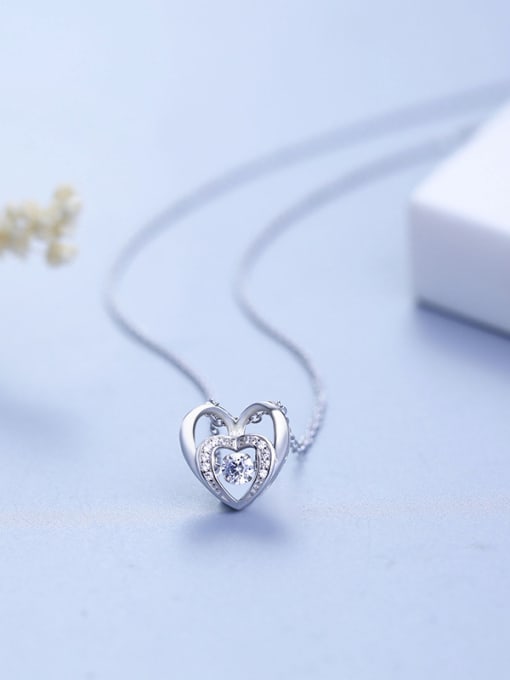 One Silver Double Heart-shaped Necklace 0