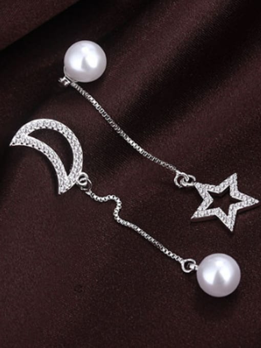 AI Fei Er Personalized Hollow Moon Star Imitation Pearl Drop Earrings 1