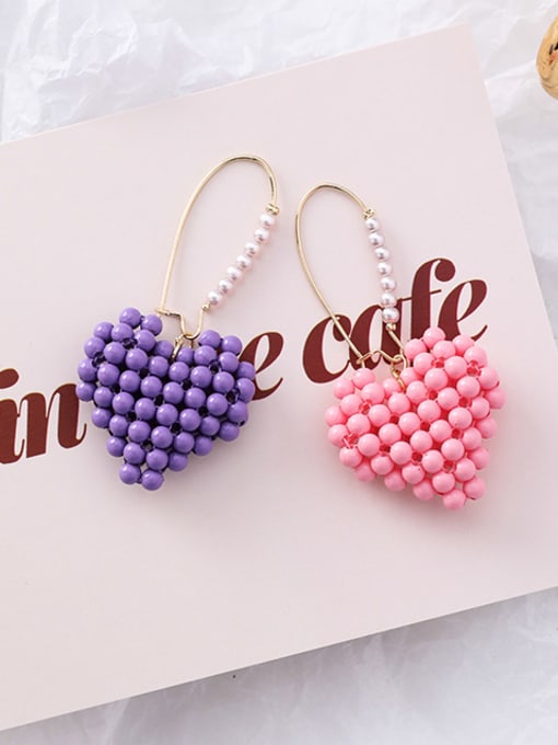J Pink Blue (Earrings) Alloy With Rose Gold Plated Simplistic Heart Drop Earrings