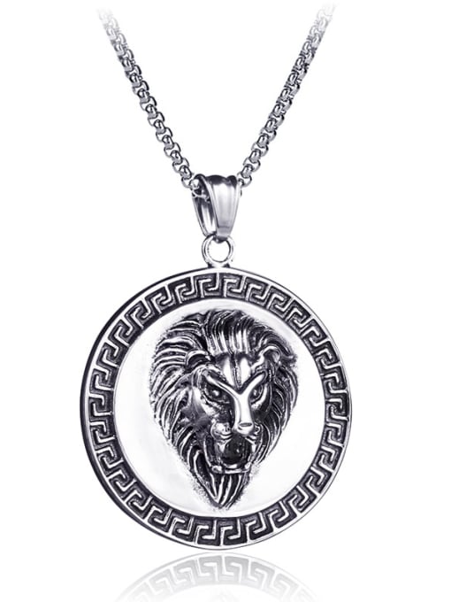 BSL Stainless Steel With Antique Silver Plated Trendy Animal lion's head Necklaces 0