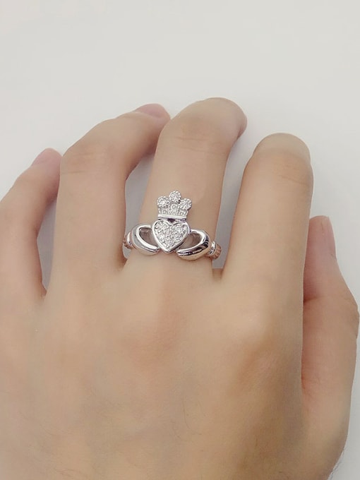 KENYON Personalized Cubic Zirconias Heart-shaped Crown Copper Ring 1