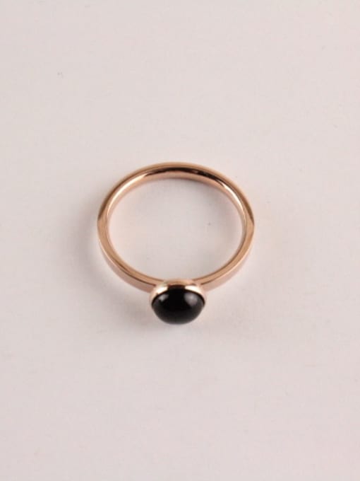 GROSE Black Agate Simple Titanium Ring