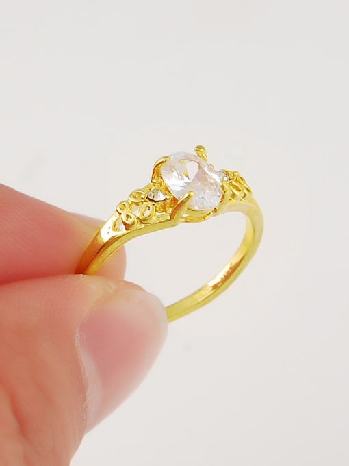 Yi Heng Da Elegat Oval Shaped Shimmering Rhinestone Copper Ring 2