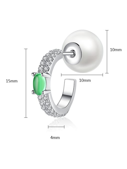 BLING SU AAA zircon fashion simple round pearl earring 2