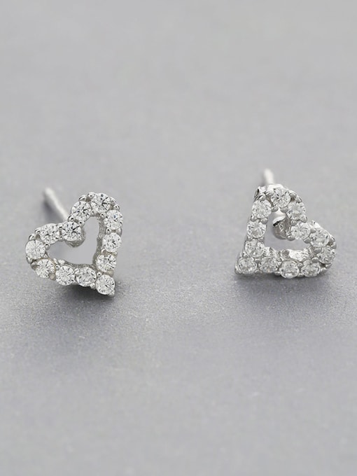 White 925 Silver Heart Shaped Zircon cuff earring