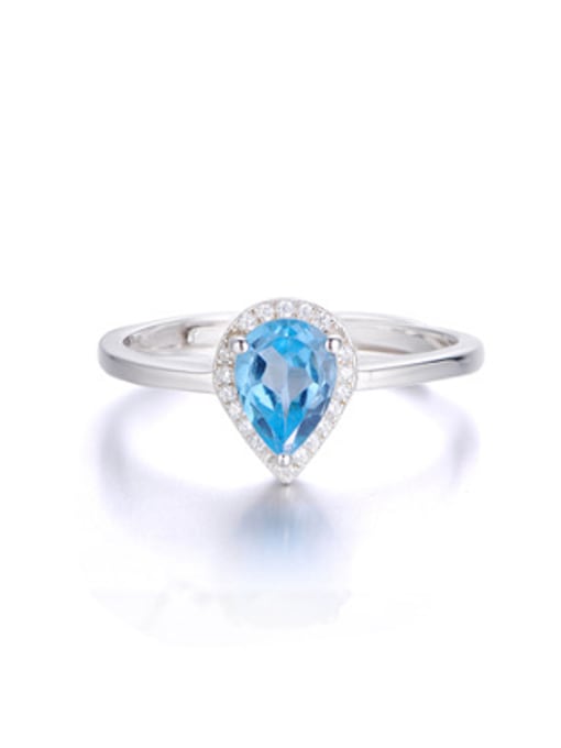 Deli Simple Sapphire Gemstone Water Drop Engagement Ring 1