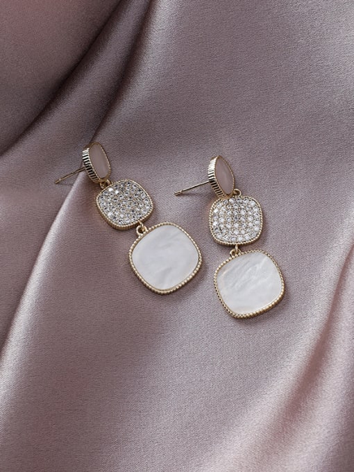 gold Alloy With Gold Plated Simplistic Geometric Drop Earrings