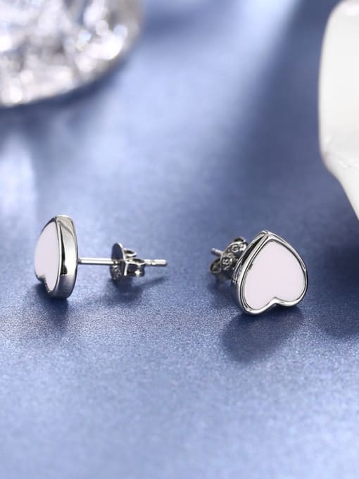 Platinum Women All-match Heart Shaped Acrylic Stud Earrings