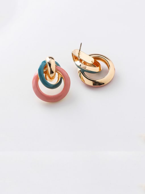 Girlhood Alloy With Rose Gold Plated Fashion Round Stud Earrings 2