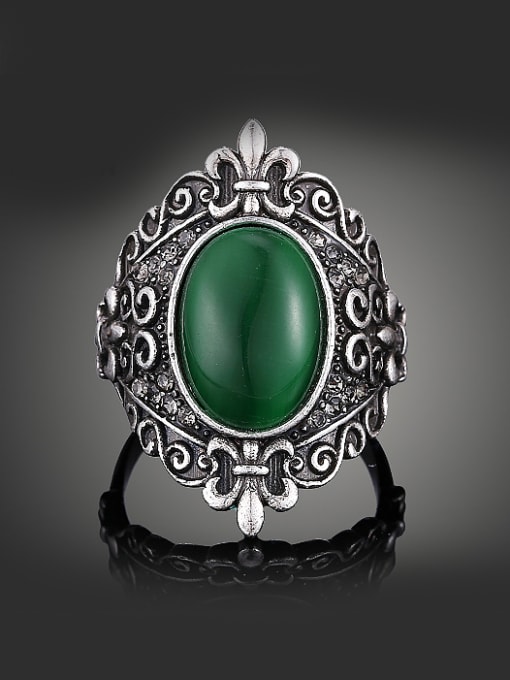 Wei Jia Retro style Green Opal stone Antique Silver Plated Alloy 0