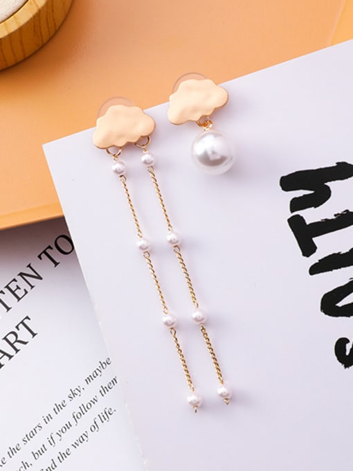 white Alloy With  asymmetric  Imitation Pearl clouds Stud Earrings