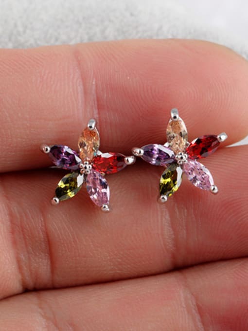 Multi-color Shengruxiahua AAA Zircon All-match Elegant Platinum Plated Anti-allergic Cluster earring