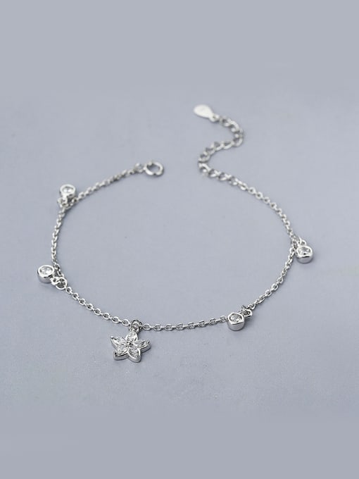 One Silver Plum Blossom Shaped Zircon Bracelet 0