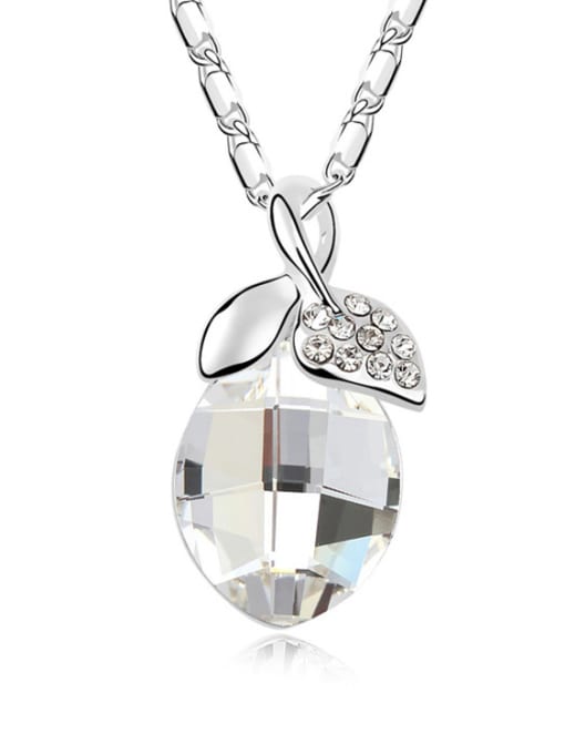 White Simple austrian Crystals Pendant Alloy Necklace