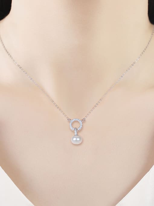 UNIENO 2018 925 Silver Pearl Necklace 1