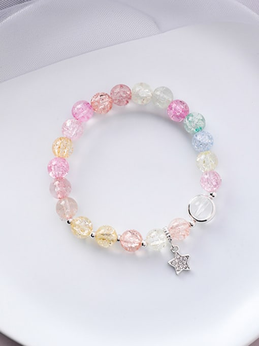 A color Alloy With Platinum Plated Fashion Pentagram Glass Beading  Bracelets