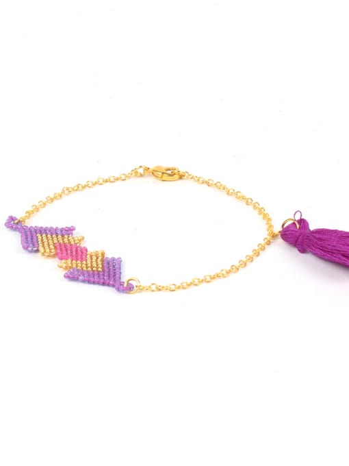 HB544-B Retro Style Colorful Glass Beads Handmade Bracelet