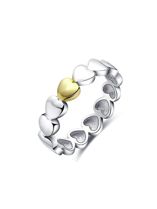 Ronaldo Fashionable Double Color Design Heart Shaped 925 Silver Ring