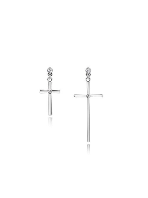 Ronaldo Exquisite Asymmetric Cross Shaped Drop Earrings 0